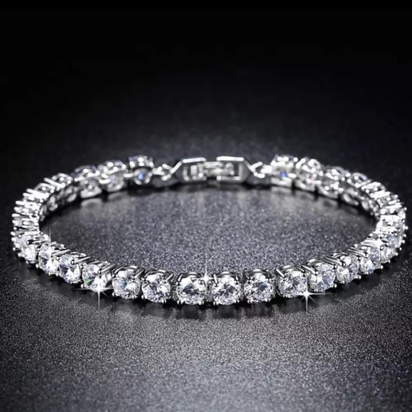NEW TENNIS BRACELET DIAMOND 925 STERLING SILVER, NICE BRACELET, CUTE BRACELET - Picture 2 of 6